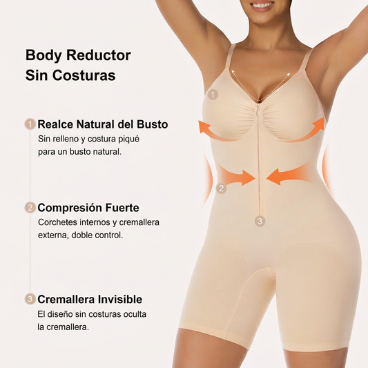 Body Reductor con Cremallera — Faja Moldeadora Sin Costuras